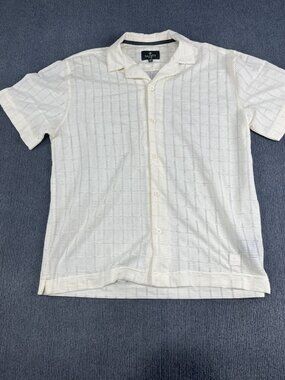 Saints Studio Mens Cream Textured Short Sleeve Button-Up Shirt M